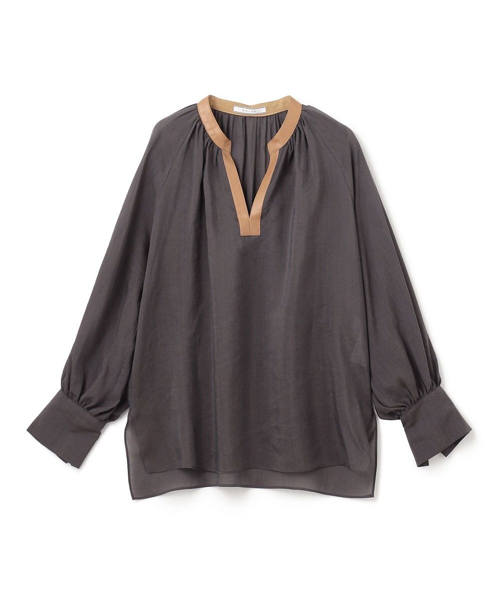 BEIGE， PAULINE / レザーコンビブラウス 