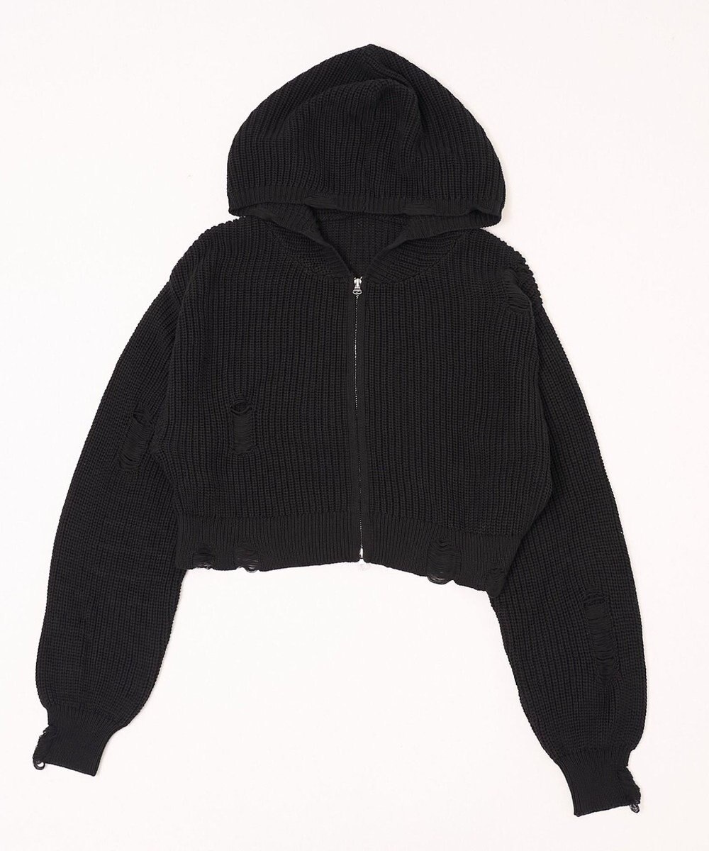 WEGO ダメージニットジップパーカー 