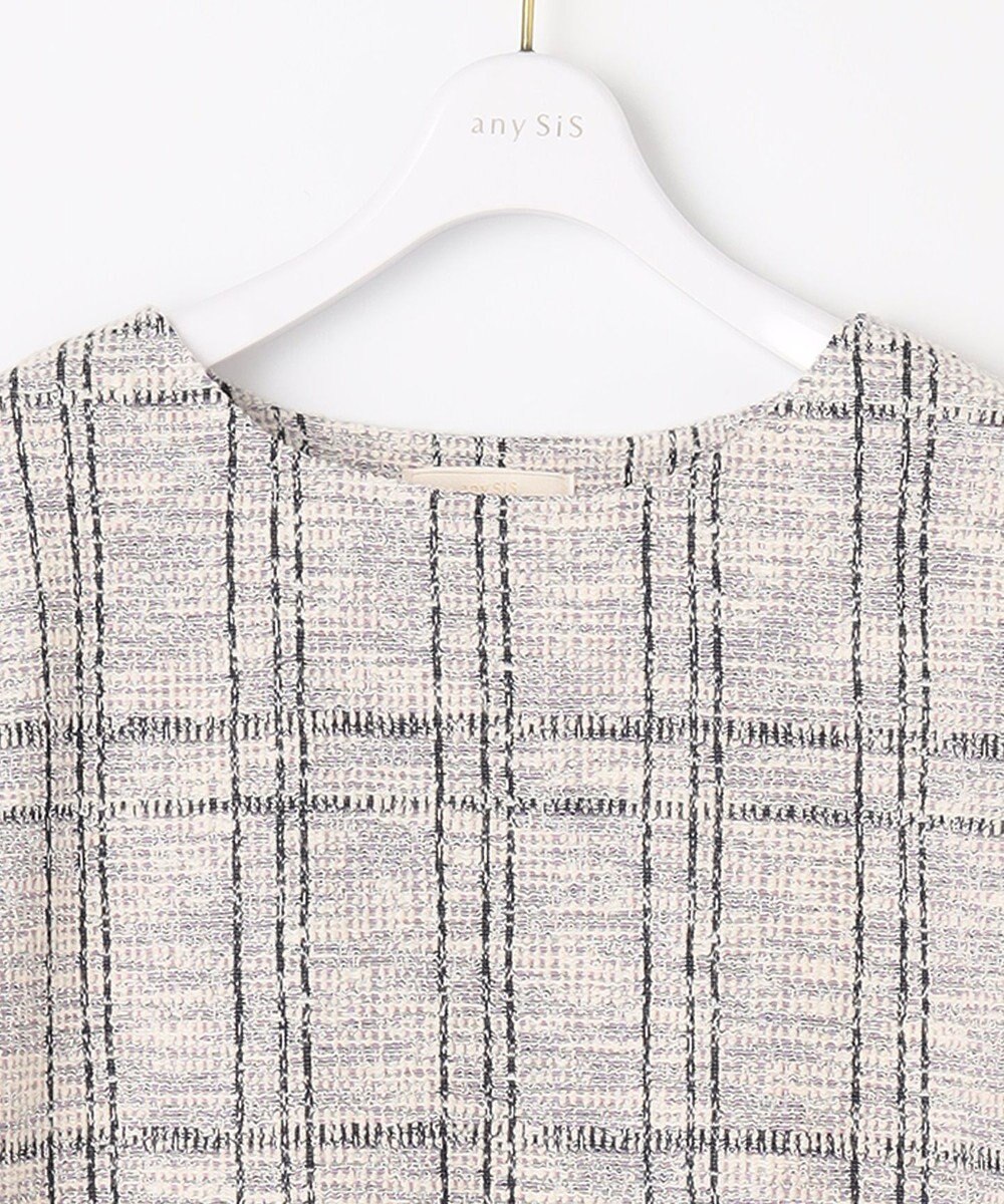 ANY SIS 【洗える】ネップツイードペプラム カットソー 