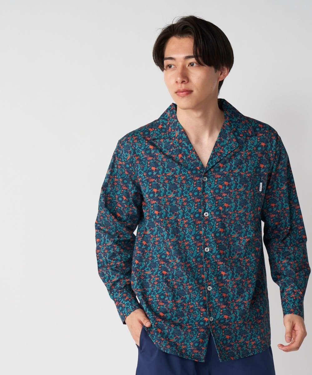 OP／FILA 【Ocean Pacific】プリント長袖オープンネックシャツ 