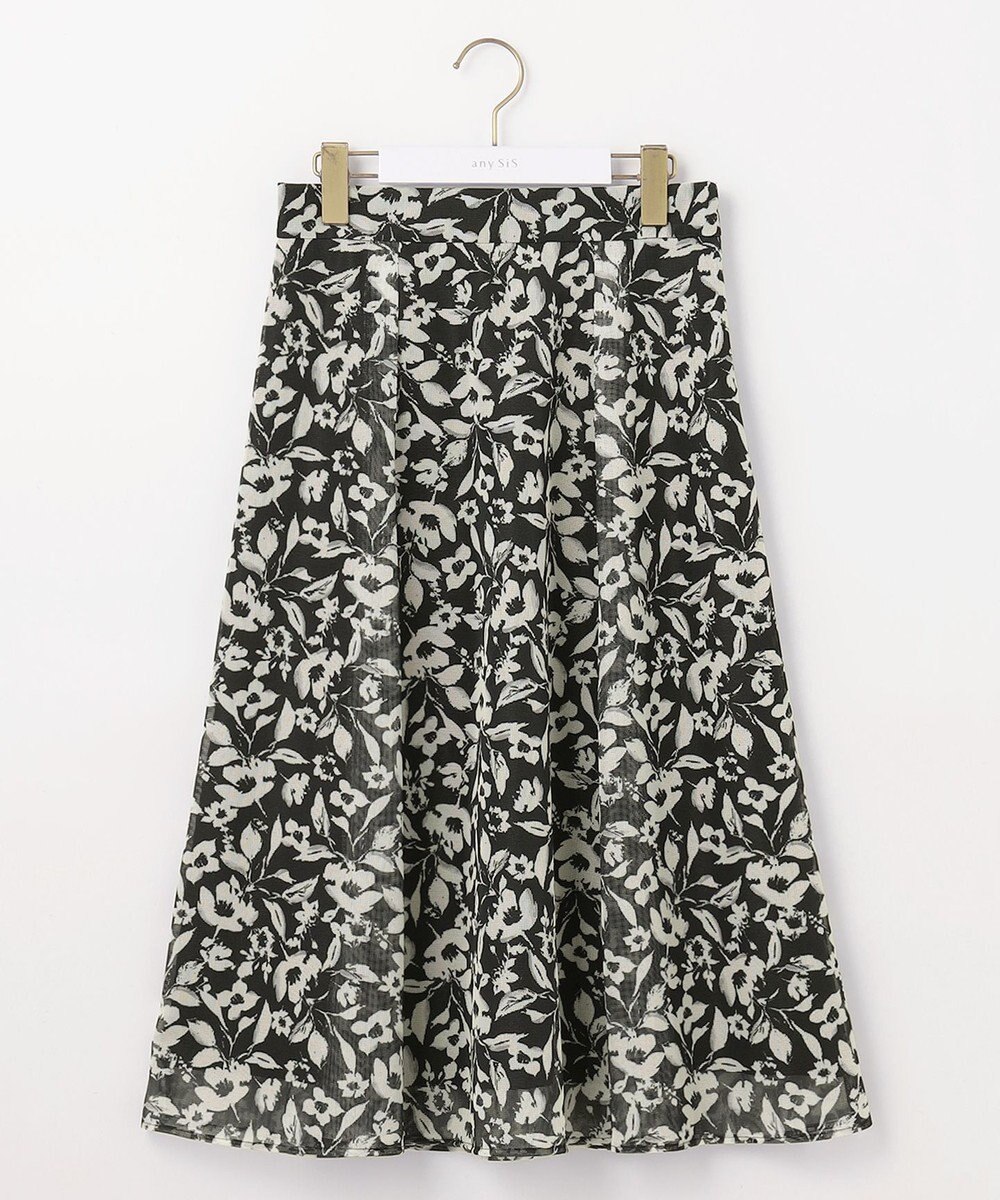 ANY SIS L 【洗える】メッシュフラワープリント スカート 
