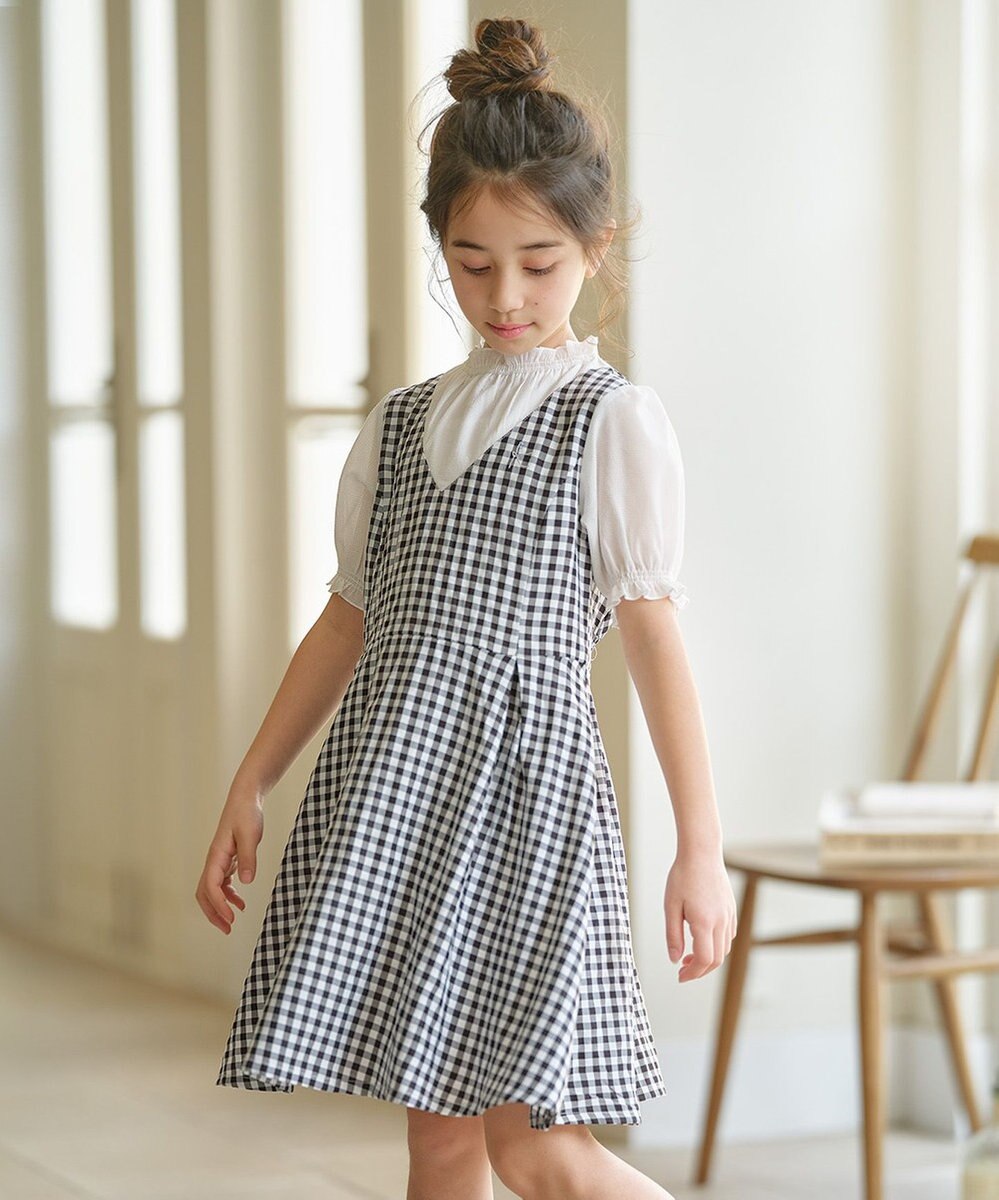 組曲 KIDS 【110-140㎝】ギンガムドッキング ワンピース 