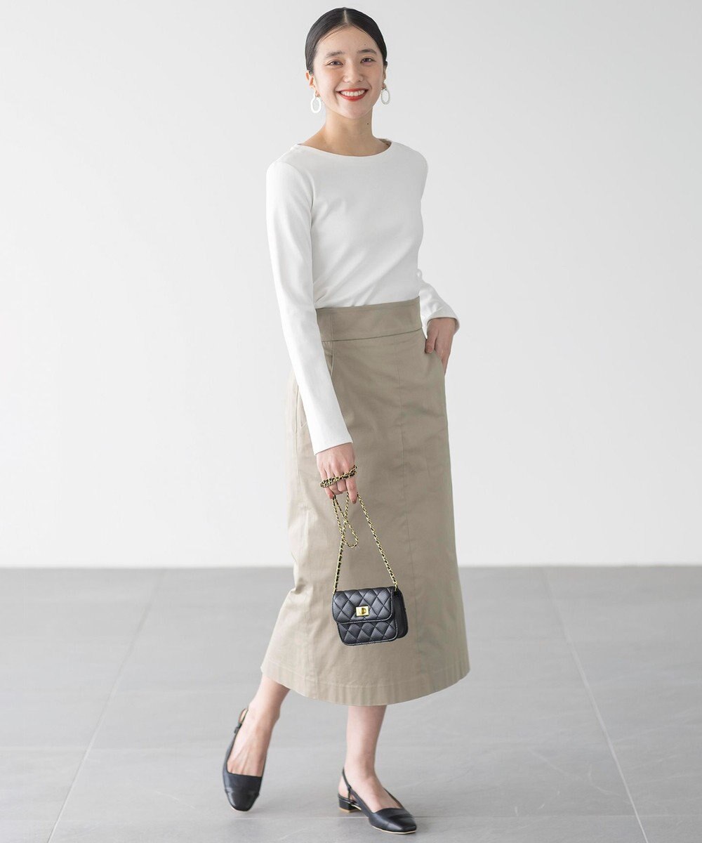 組曲 【WEB限定】サテンストレッチ Iラインスカート 