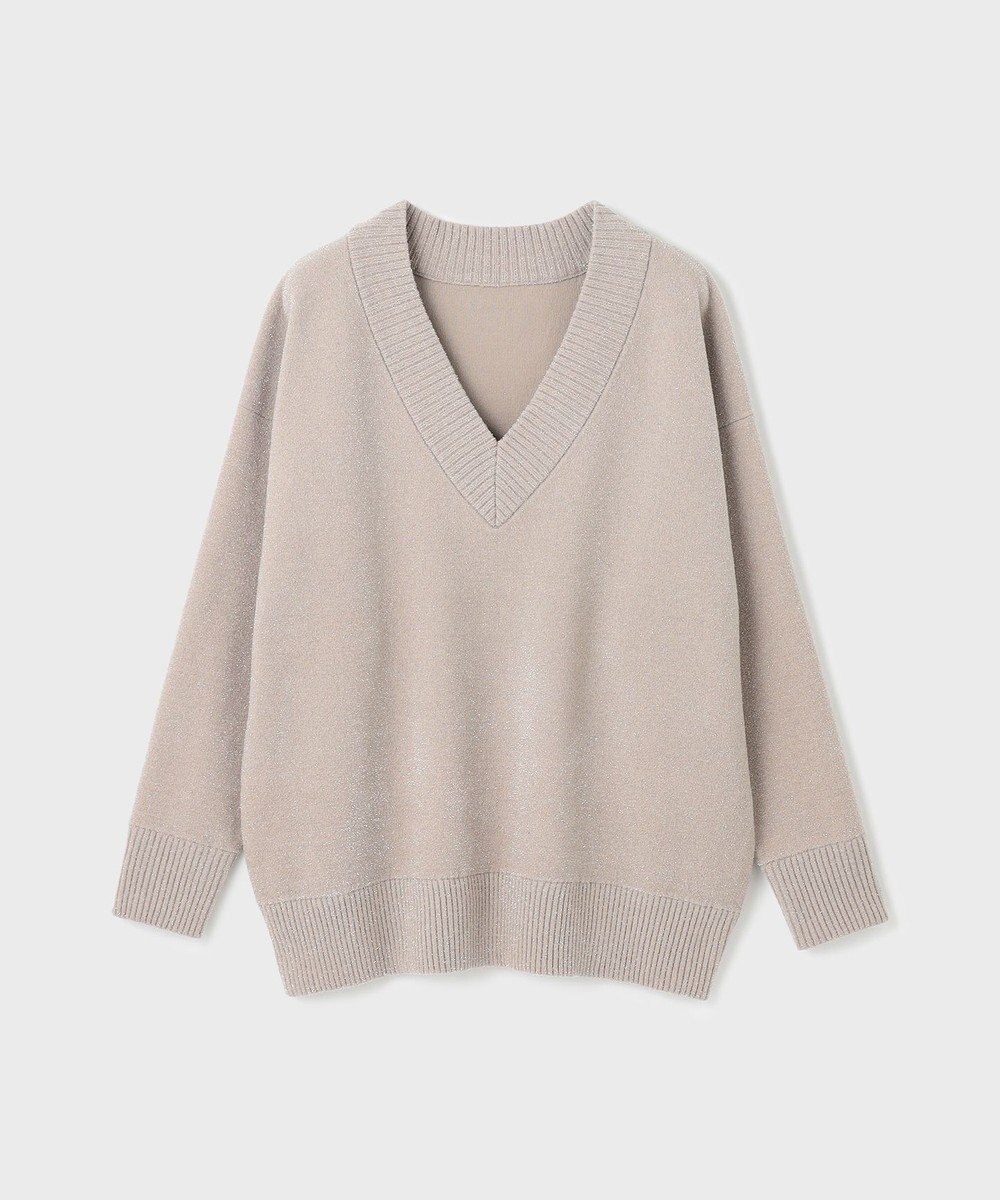 GRACE CONTINENTAL ラメVネックニットトップ 