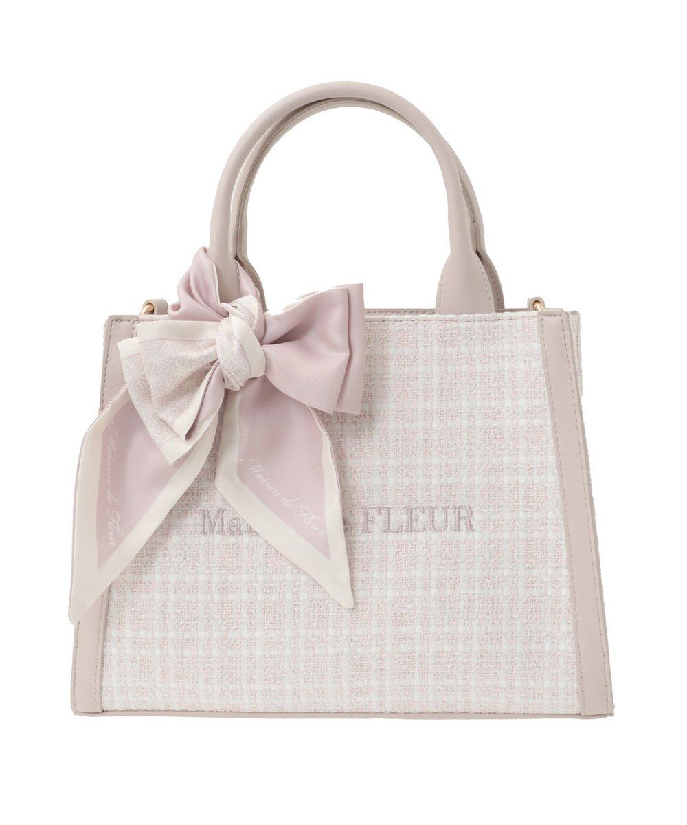 Maison de FLEUR スカーフ付きツイード2Wayトートバッグ 