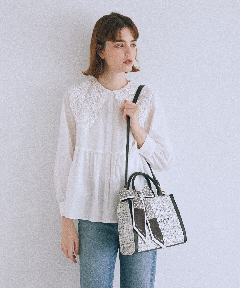 Maison de FLEUR スカーフ付きツイード2Wayトートバッグ 