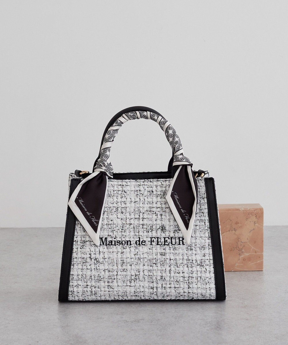 Maison de FLEUR スカーフ付きツイード2Wayトートバッグ 