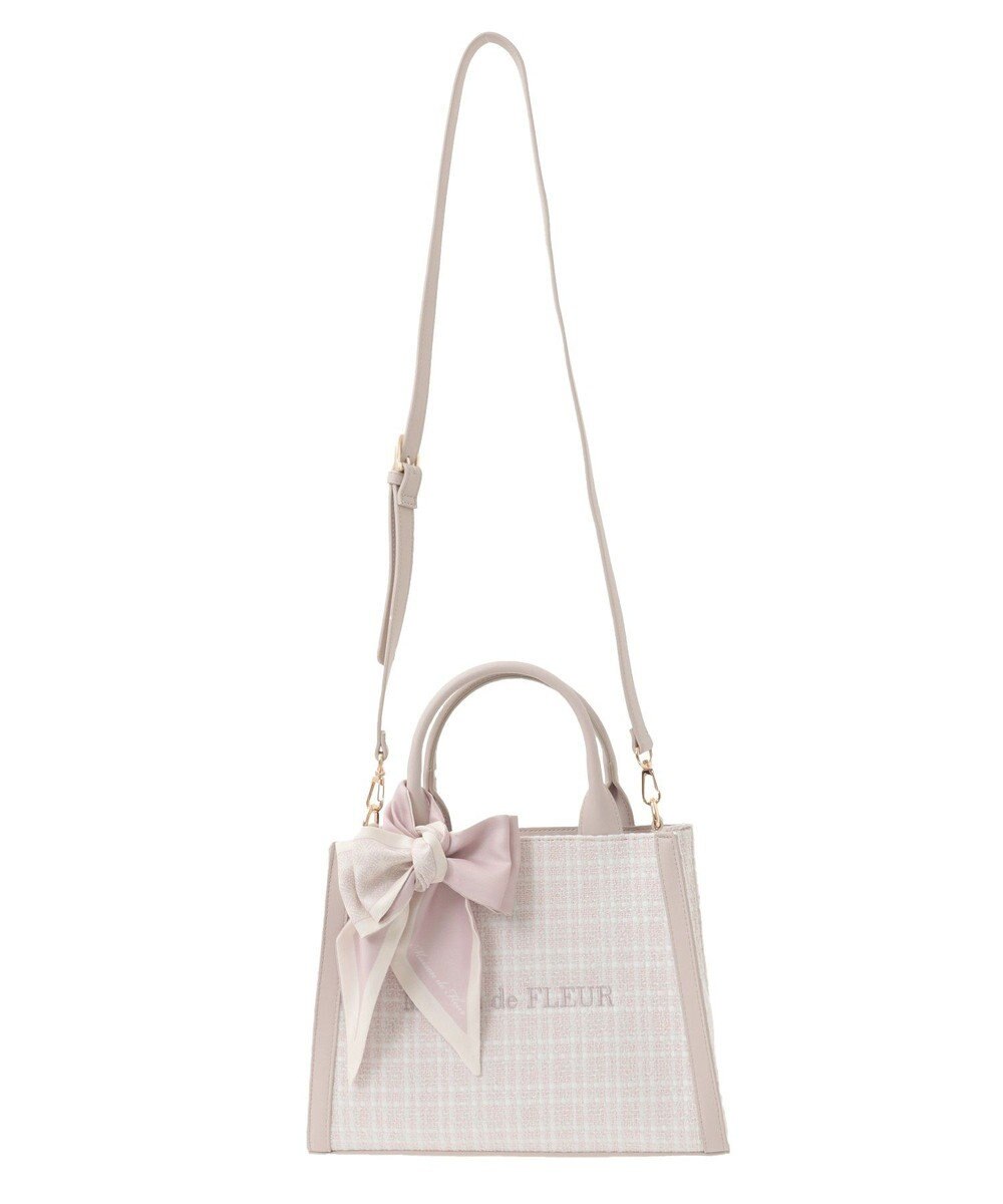 Maison de FLEUR スカーフ付きツイード2Wayトートバッグ 