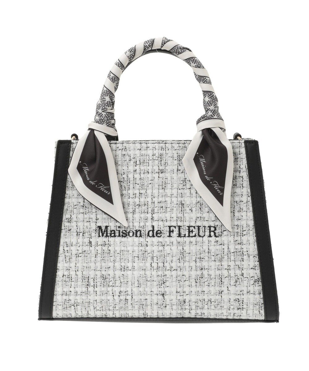 Maison de FLEUR スカーフ付きツイード2Wayトートバッグ 