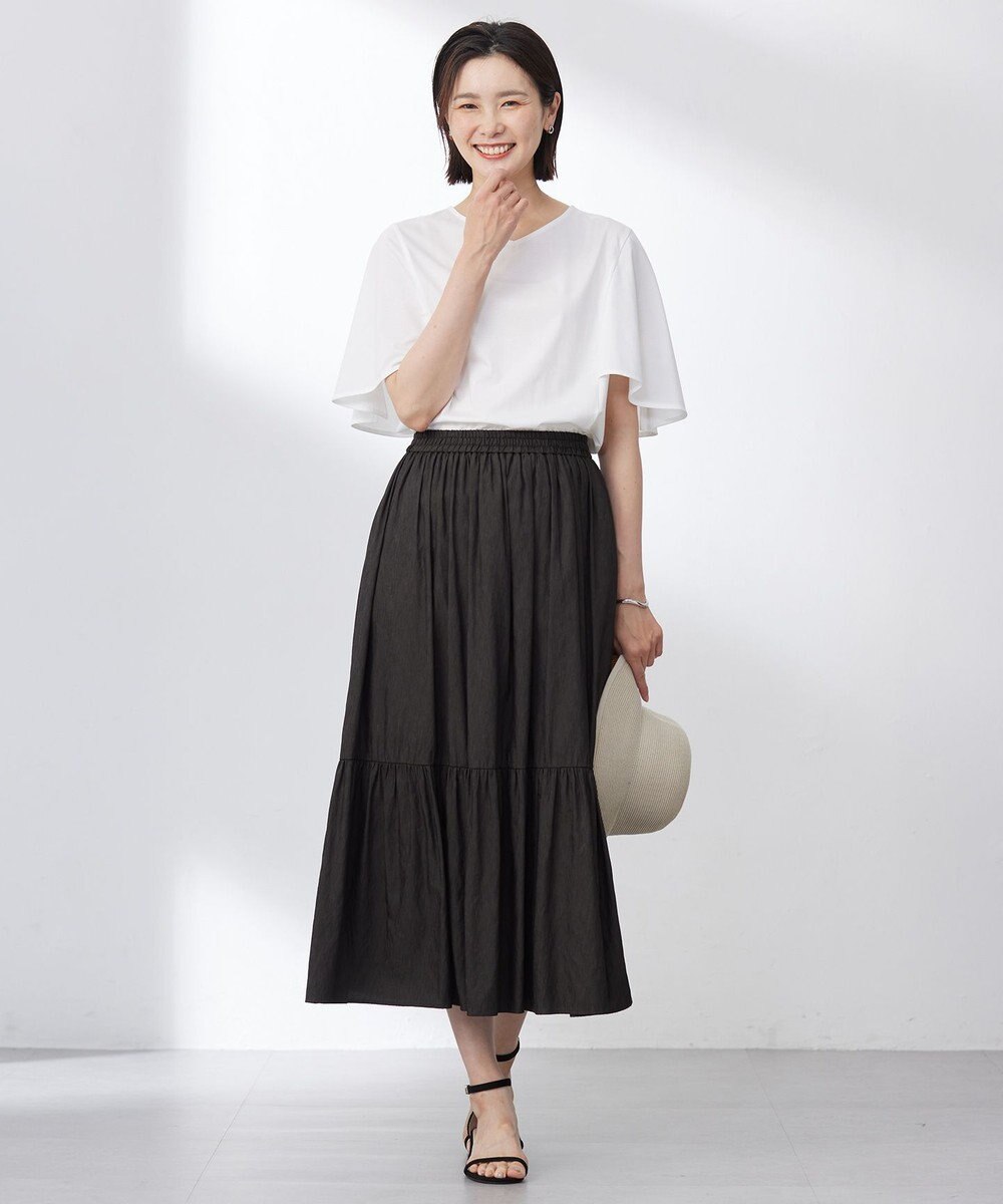 J.PRESS LADIES 【洗える】シャンブレーツイル ティアード スカート 