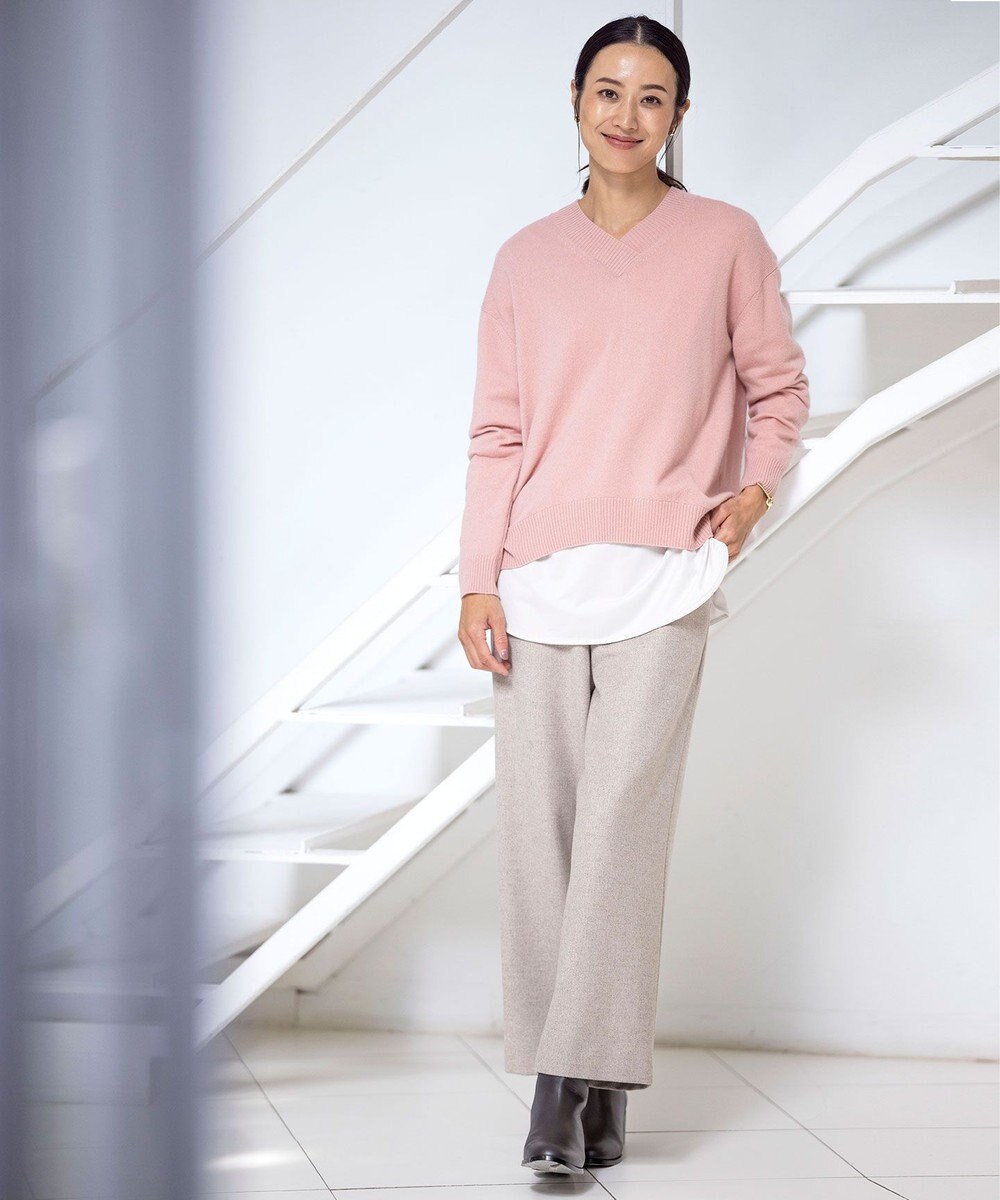 J.PRESS LADIES L 【洗える】CASHMERE BLEND Vネック ニット 
