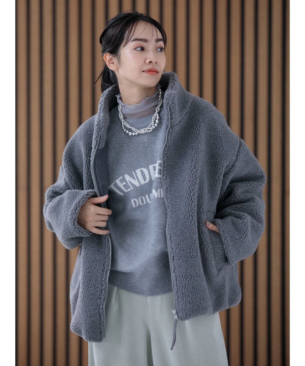 Green Parks スタンドカラーボアブルゾン 