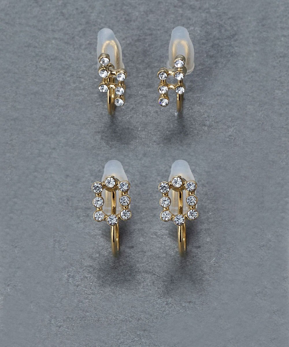 Phoebe 〈痛くないシリーズ/金属アレルギー対応〉タイニーレクタングルビジューライトフィットイヤリング　小粒/小さい/小さめ 