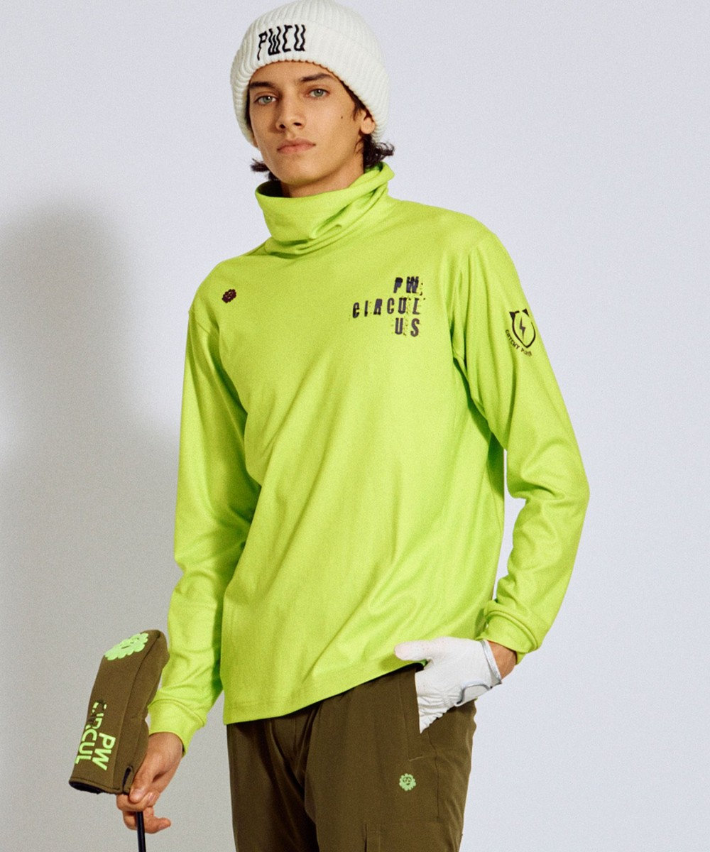 PW CIRCULUS 【起毛素材であたたか】【MEN】スピンドル付 両面起毛タートルネック ゴルフ 