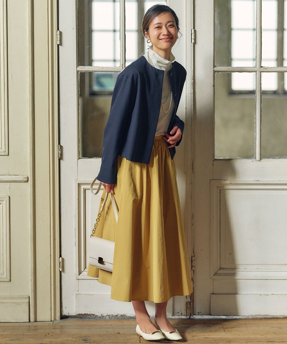 23区 【洗える】ハイカウントライトタフタ ギャザースカート 