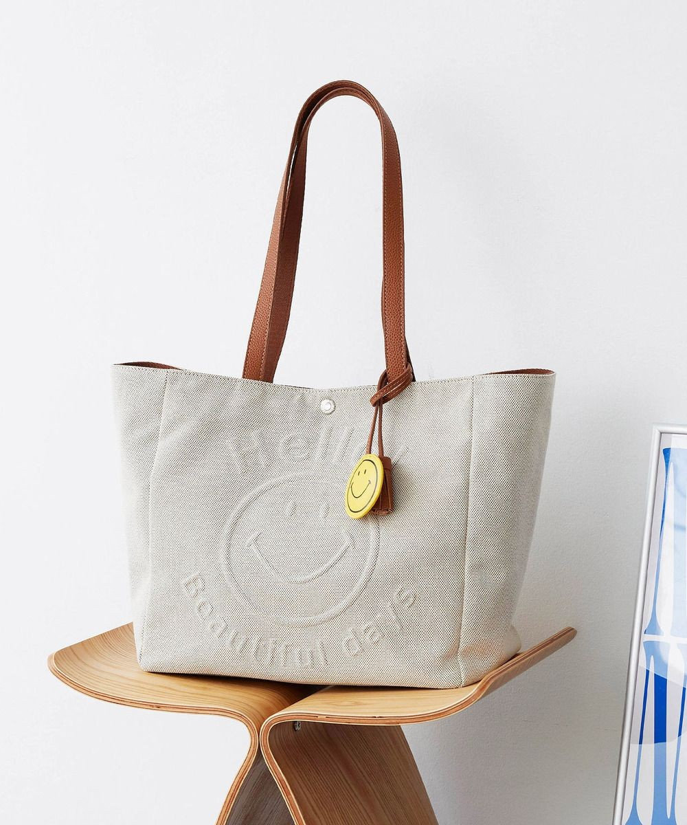 TOPKAPI 【Breath TOPKAPI】SMILE COLLECTION エンボス スマイル ビッグ トートバッグ /スマイルチャーム付き 