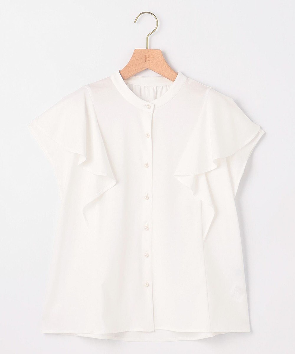 組曲 【UVケア】プレーティング天竺 パールボタンブラウス 