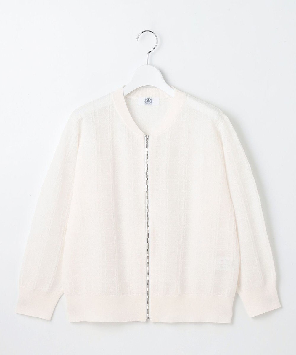 J.PRESS LADIES L 【洗える】SHEER JACQUARD ニット ブルゾン 