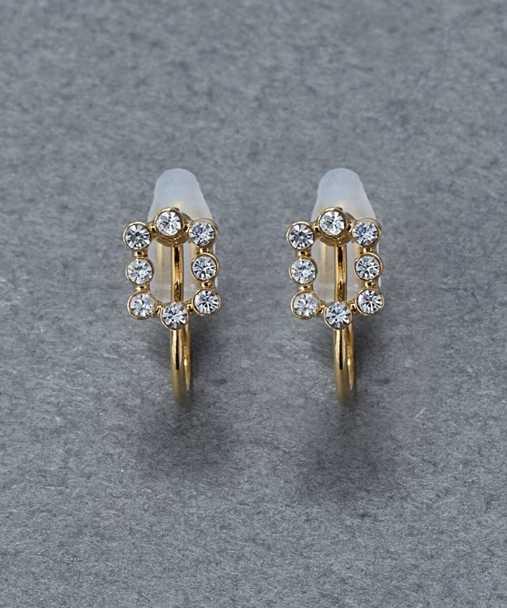 Phoebe 〈痛くないシリーズ/金属アレルギー対応〉タイニーレクタングルビジューライトフィットイヤリング　小粒/小さい/小さめ 