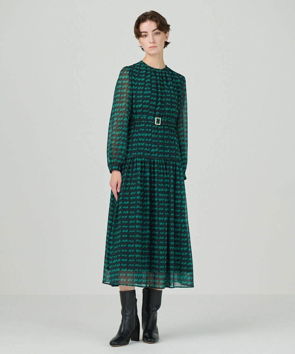 GRACE CONTINENTAL ハートキカプリントワンピース 