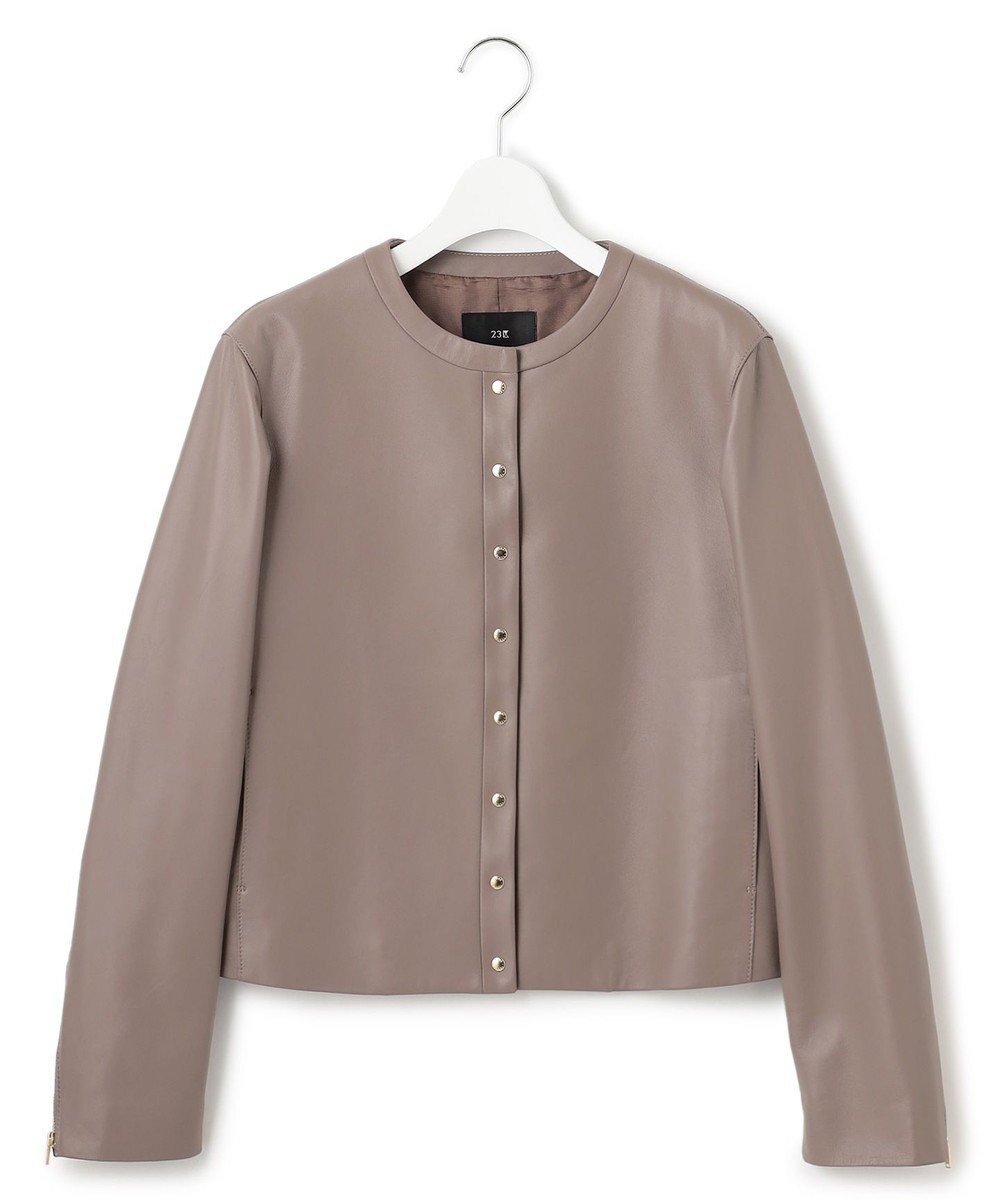 23区 S ラムレザー ノーカラージャケット 