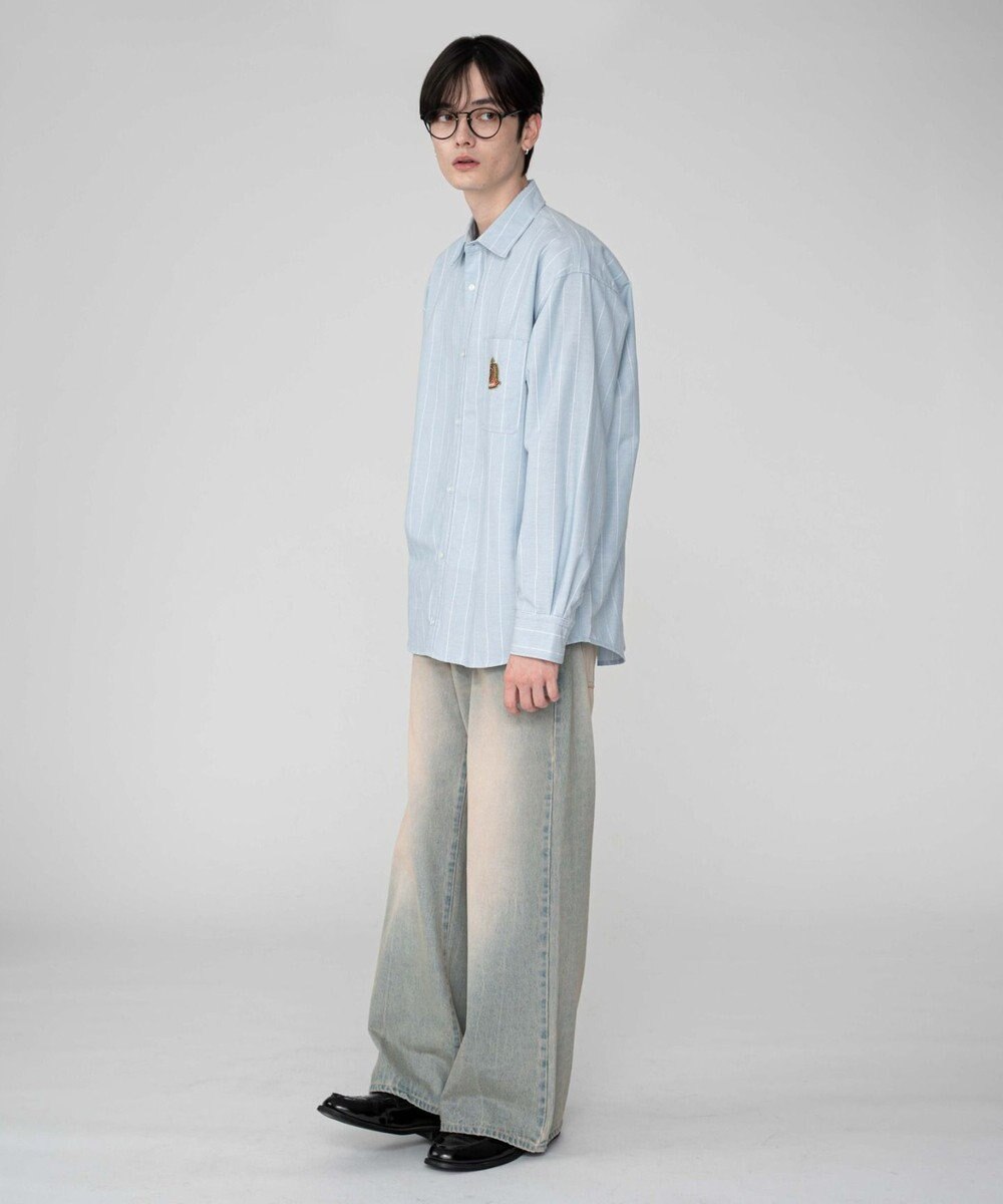 WEGO 【ユニセックス着用ITEM/MLサイズ展開】オックスフォードエンブレムシャツ（LS） 