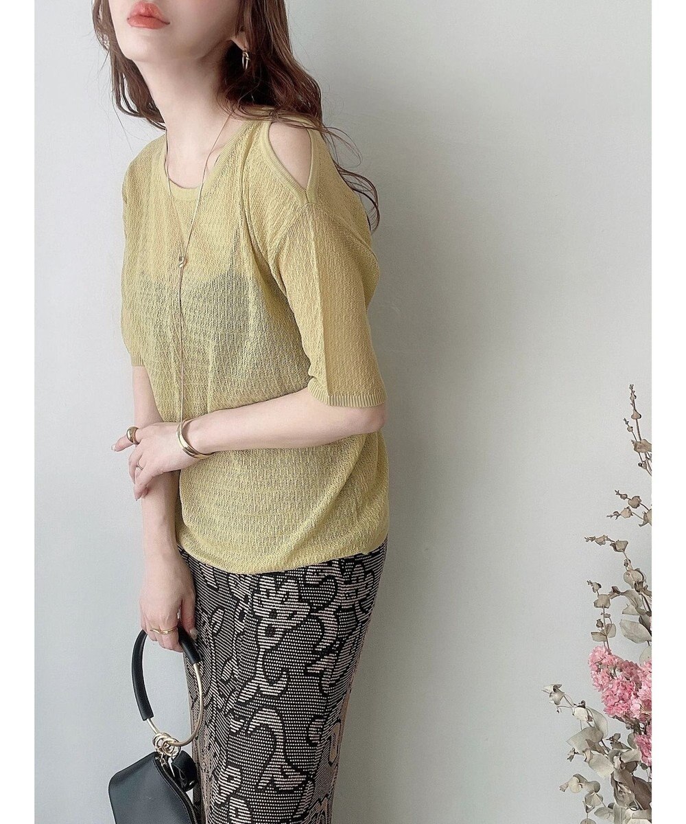 Green Parks 透かし編み肩あきニットプルオーバー 