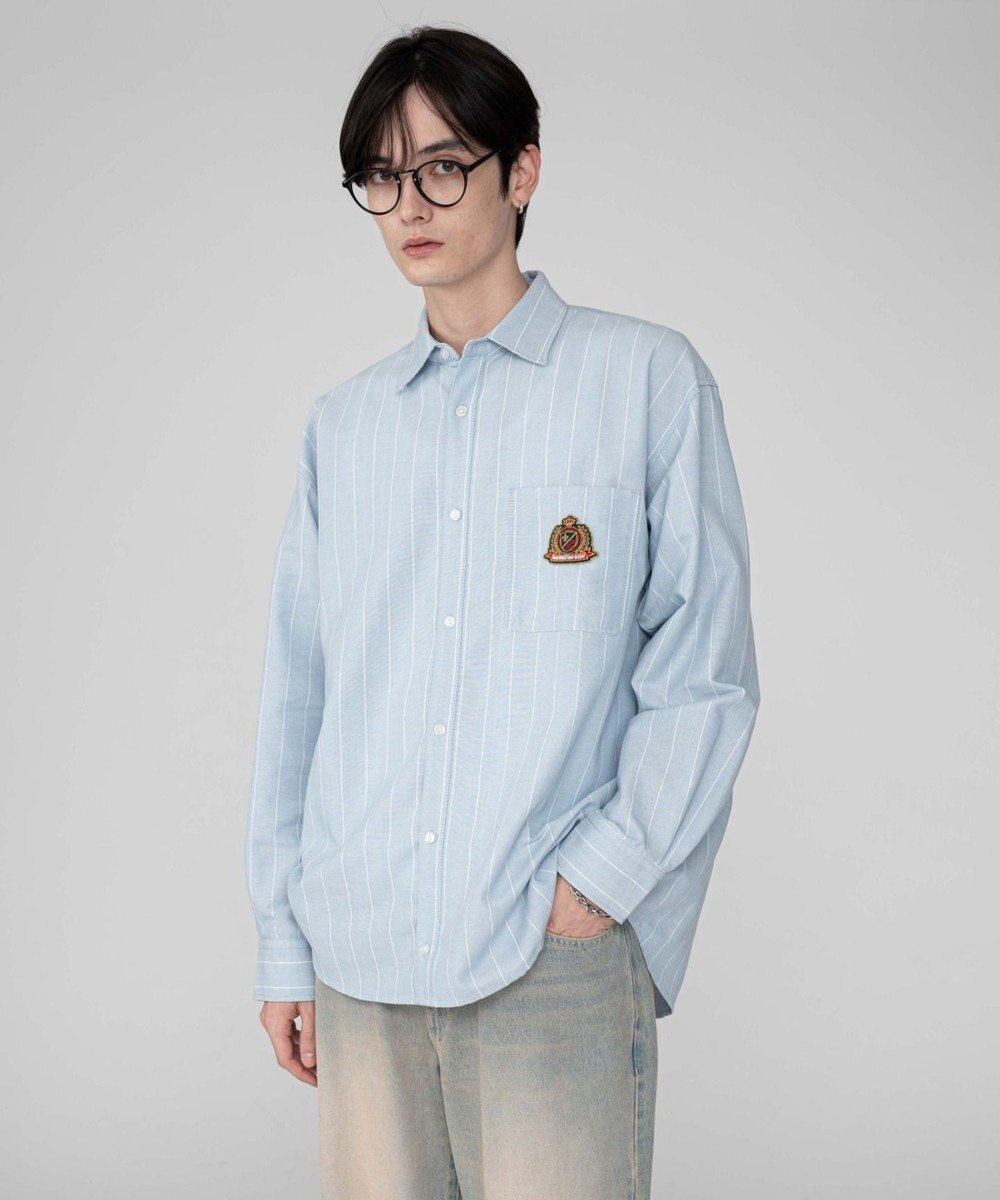 WEGO 【ユニセックス着用ITEM/MLサイズ展開】オックスフォードエンブレムシャツ（LS） 