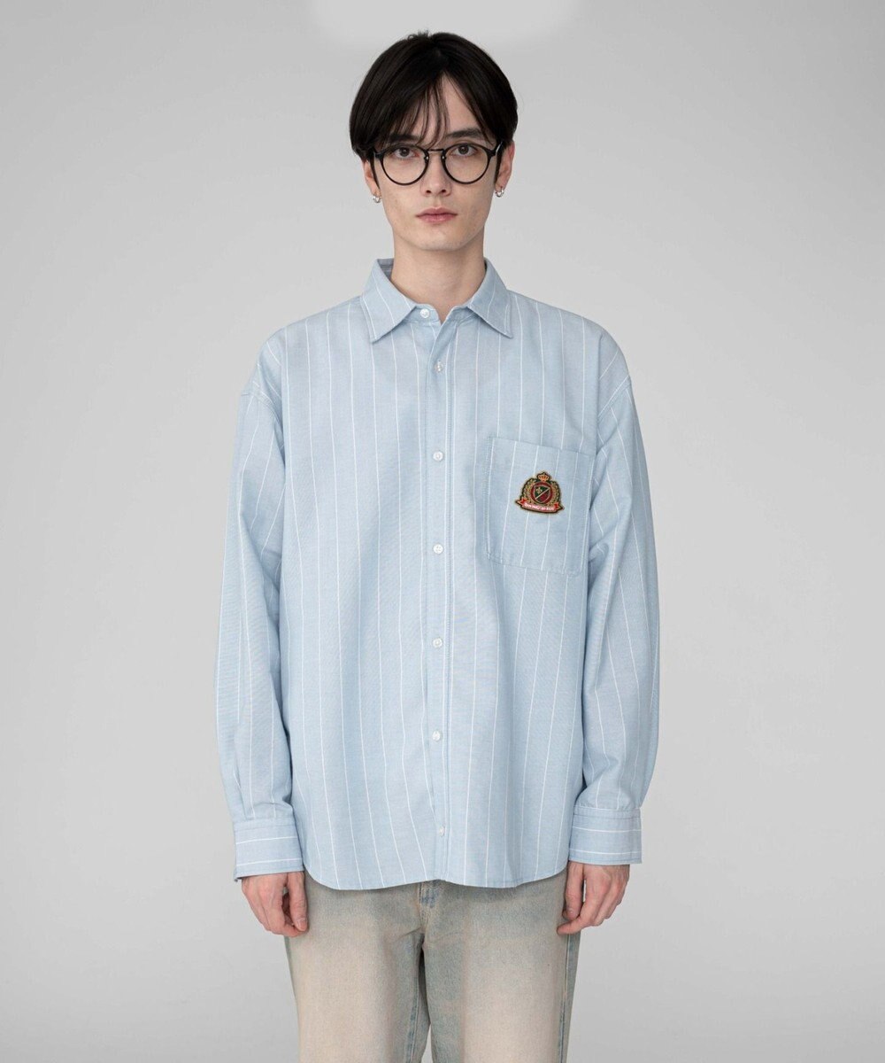 WEGO 【ユニセックス着用ITEM/MLサイズ展開】オックスフォードエンブレムシャツ（LS） 