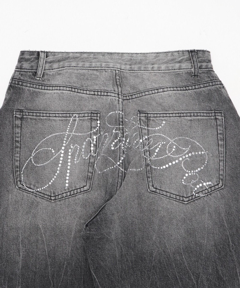 WEGO ラインストーンbackロゴデニム 