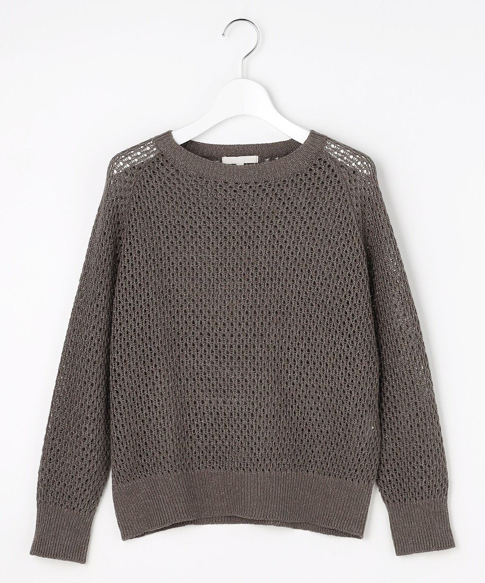 自由区 L リネンミドルゲージメッシュ ニット 