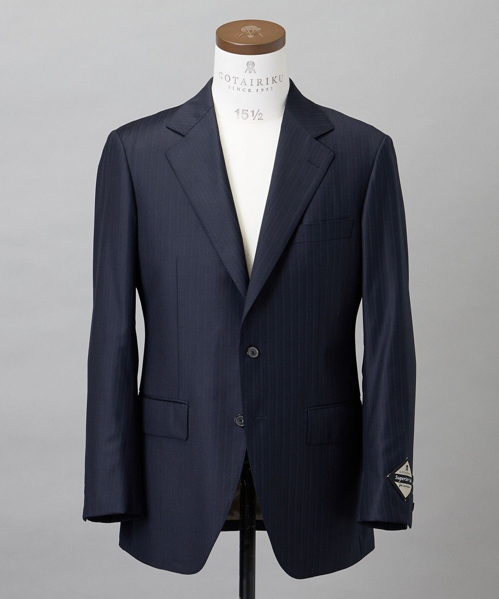 GOTAIRIKU シワになりにくい【御幸毛織/みゆきけおり】Superio160 スーツ_ネイビーストライプ 