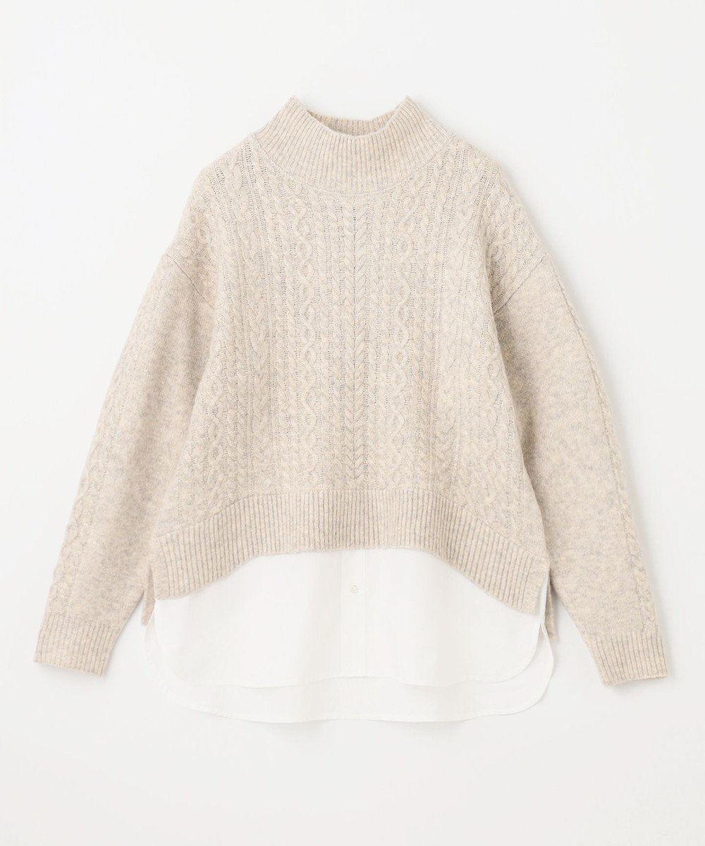 ANY 【洗濯機可能】シャツコンビケーブルニット 