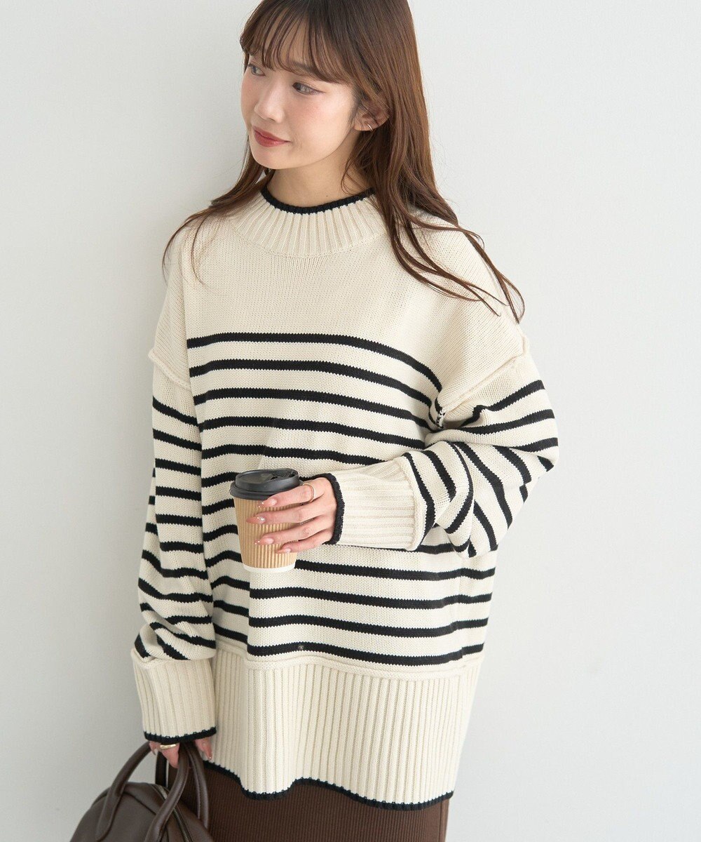 earth music&ecology 【毛玉防止 / 洗濯機洗い可】アンチピリングモックネックバックスリットニット 