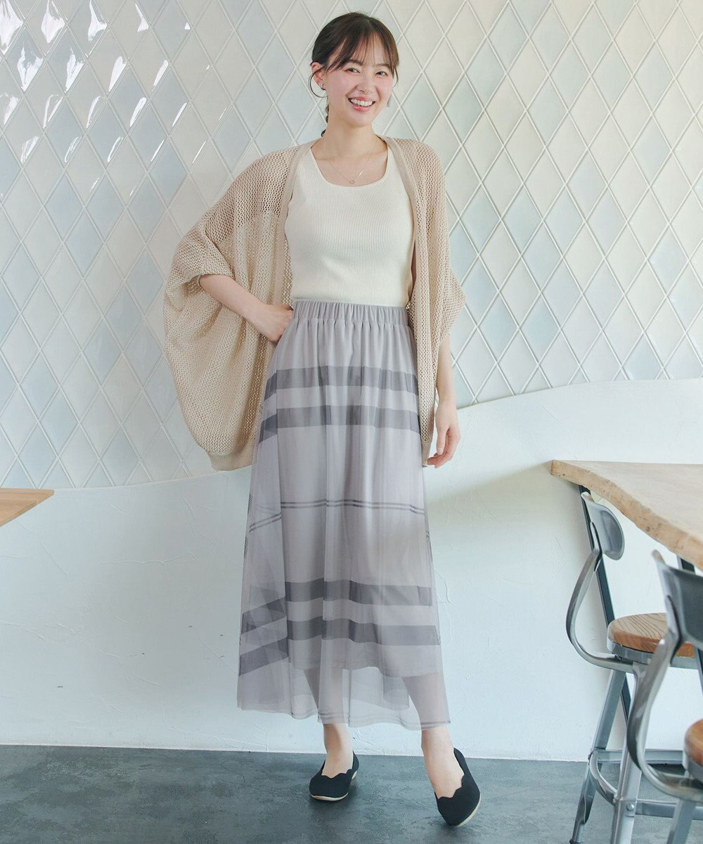 Tiaclasse 【新色追加】メッシュ編みニットドルマンカーディガン 