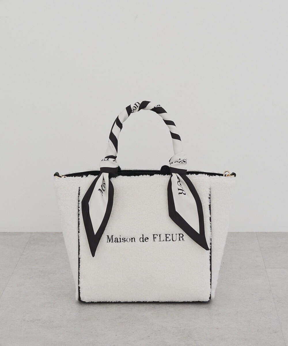 Maison de FLEUR スカーフ付きボア2WayMトートバッグ 