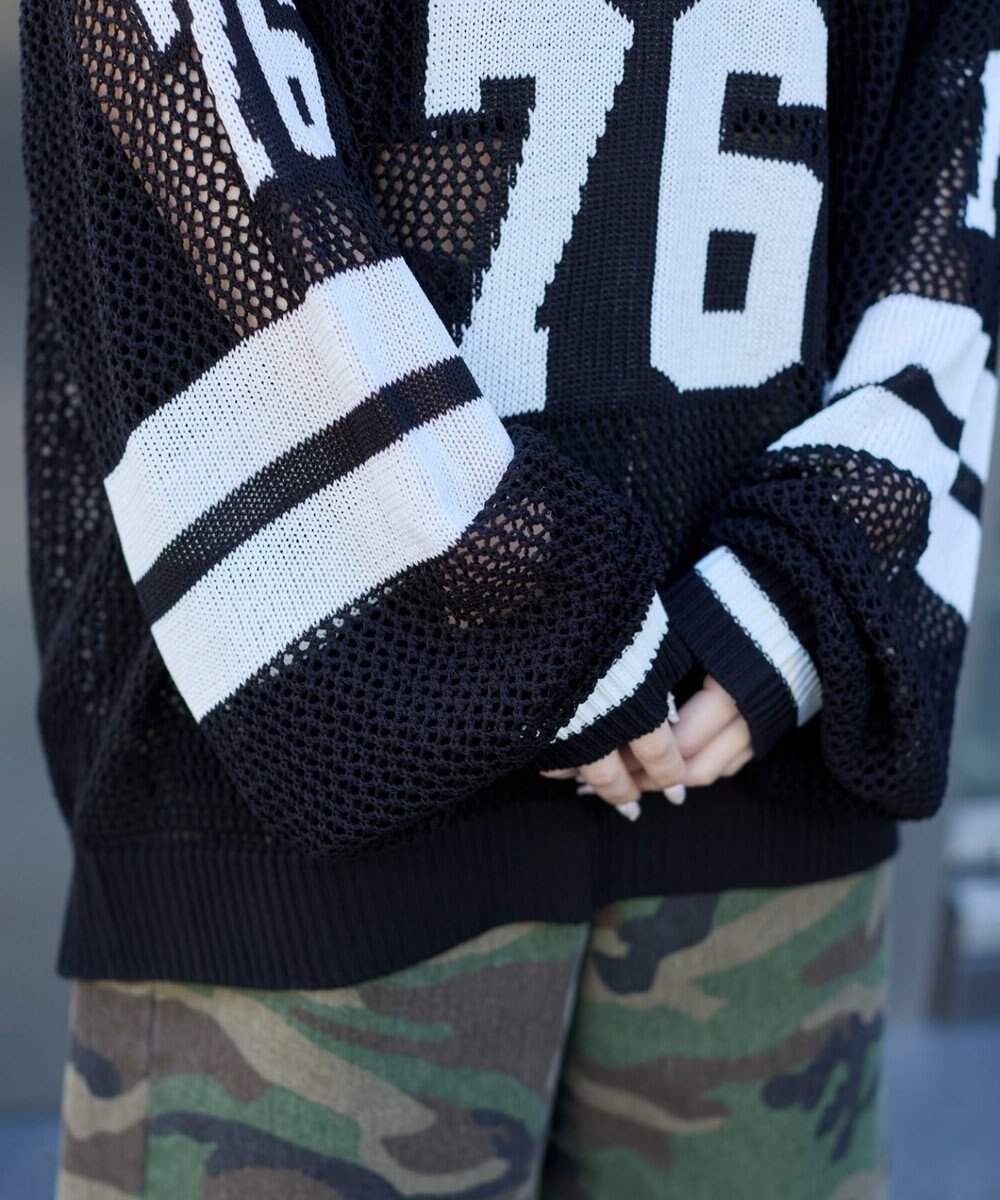 WEGO ナンバリングメッシュニットプルオーバー 