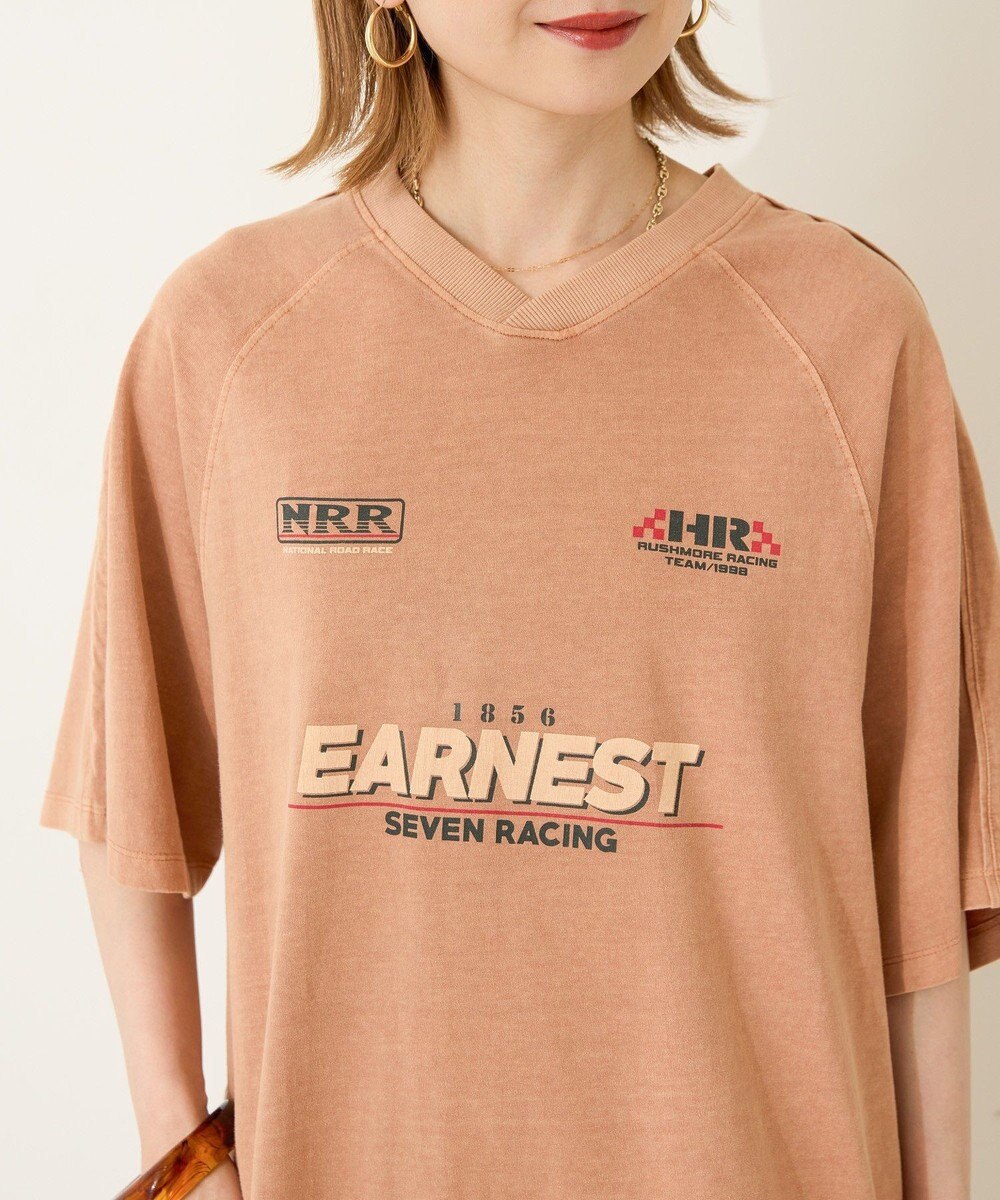 AMERICAN HOLIC ピグメントレーシングプリントTシャツ 