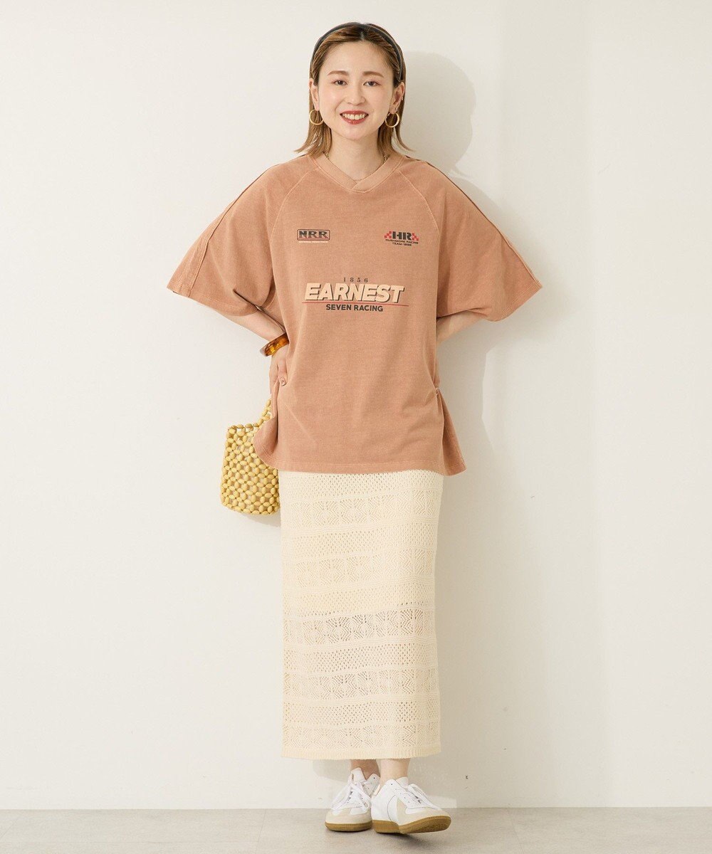 AMERICAN HOLIC ピグメントレーシングプリントTシャツ 