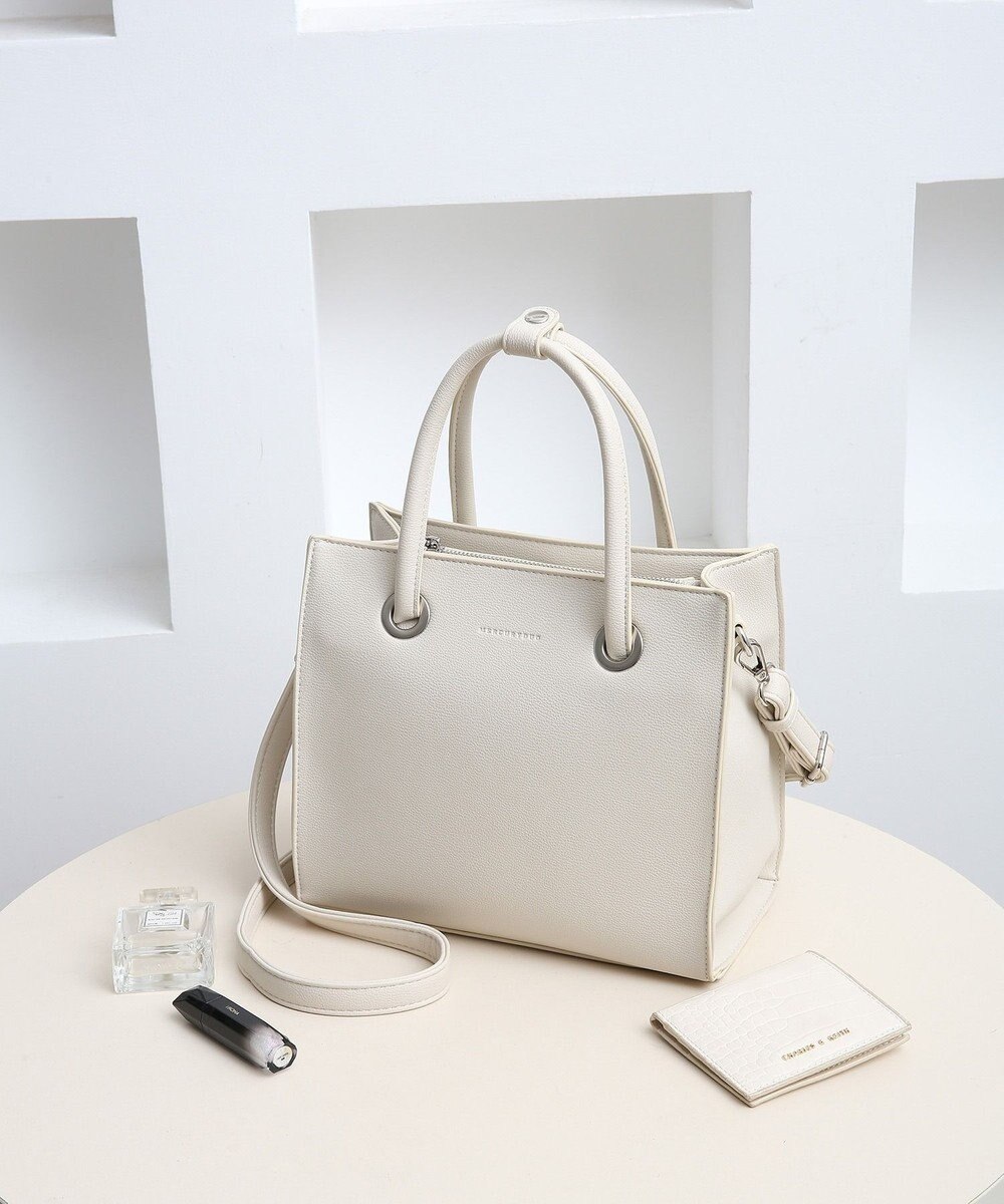 style code  【MERCURYDUO/マーキュリーデュオ】メタルアイレット　両アオリポケット　スクエアハンドバッグ 