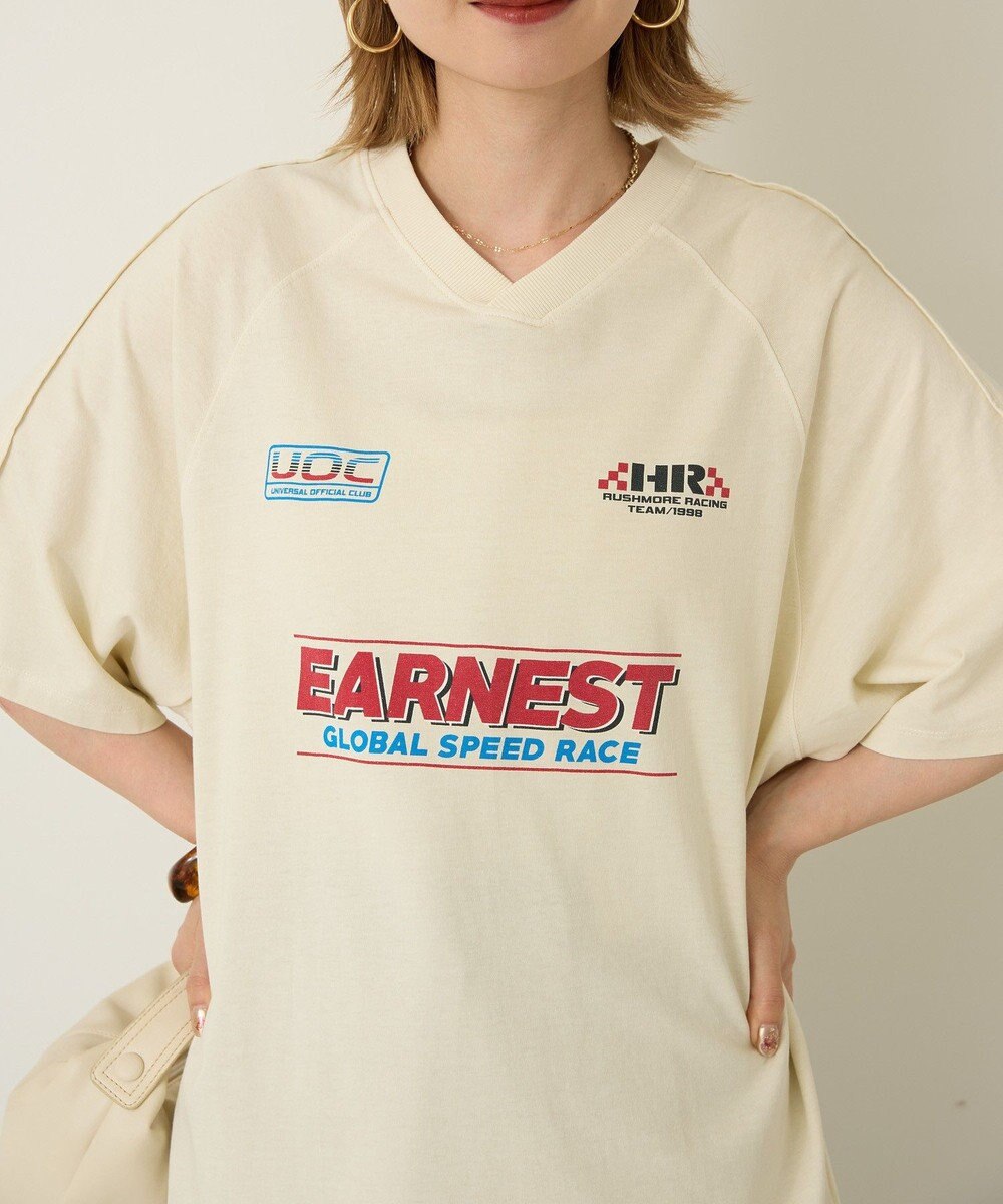 AMERICAN HOLIC ピグメントレーシングプリントTシャツ 