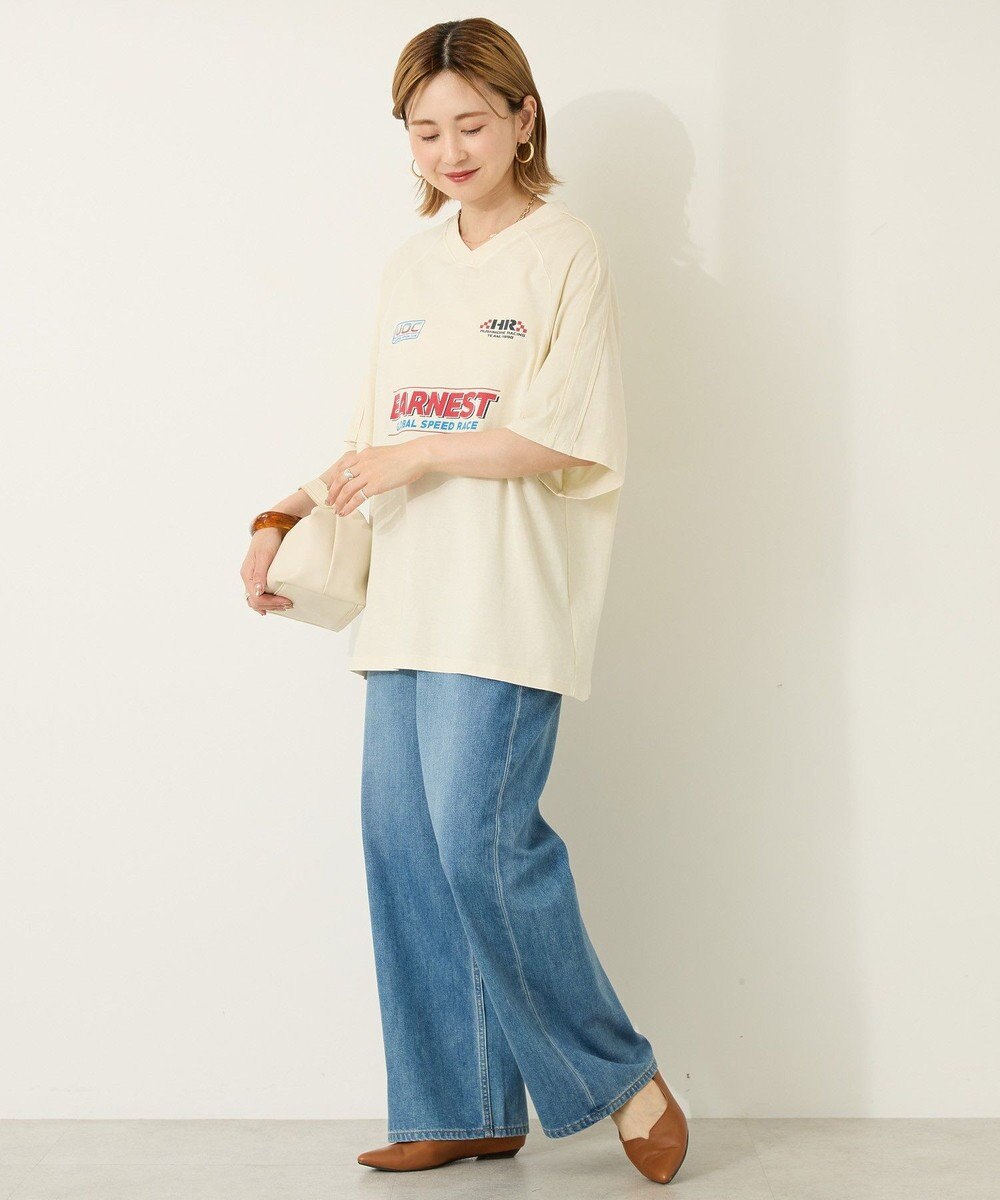 AMERICAN HOLIC ピグメントレーシングプリントTシャツ 