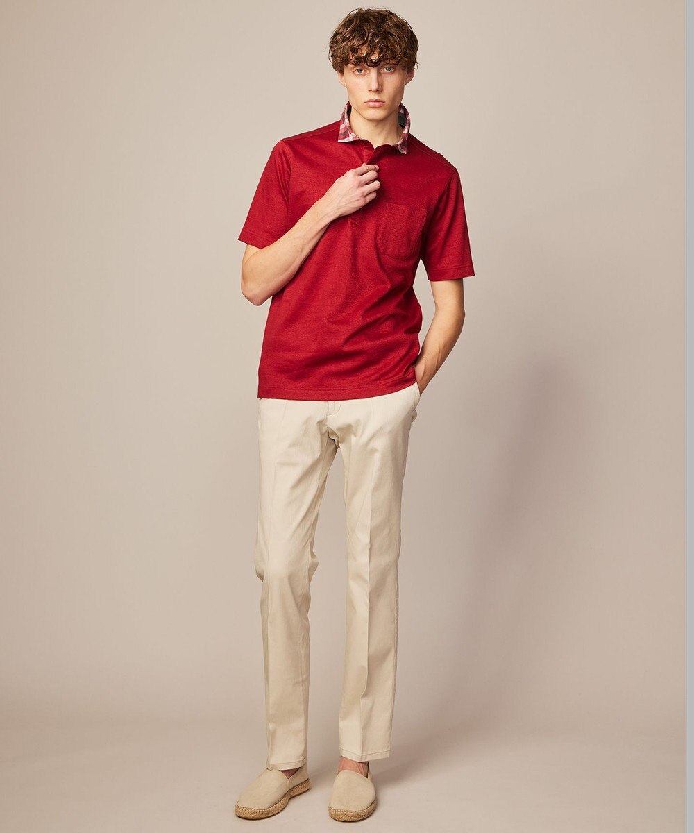 JOSEPH ABBOUD 【リネン素材/清涼感/吸水速乾】リネンハニカム 半袖 ポロシャツ 