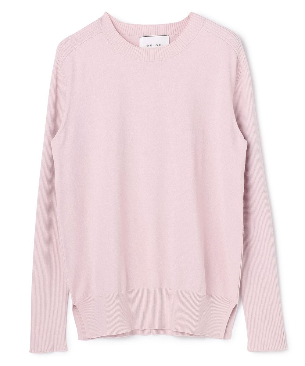 BEIGE， 【WEB限定・洗える】WILLOW / ストレッチクルーネックリブニット 