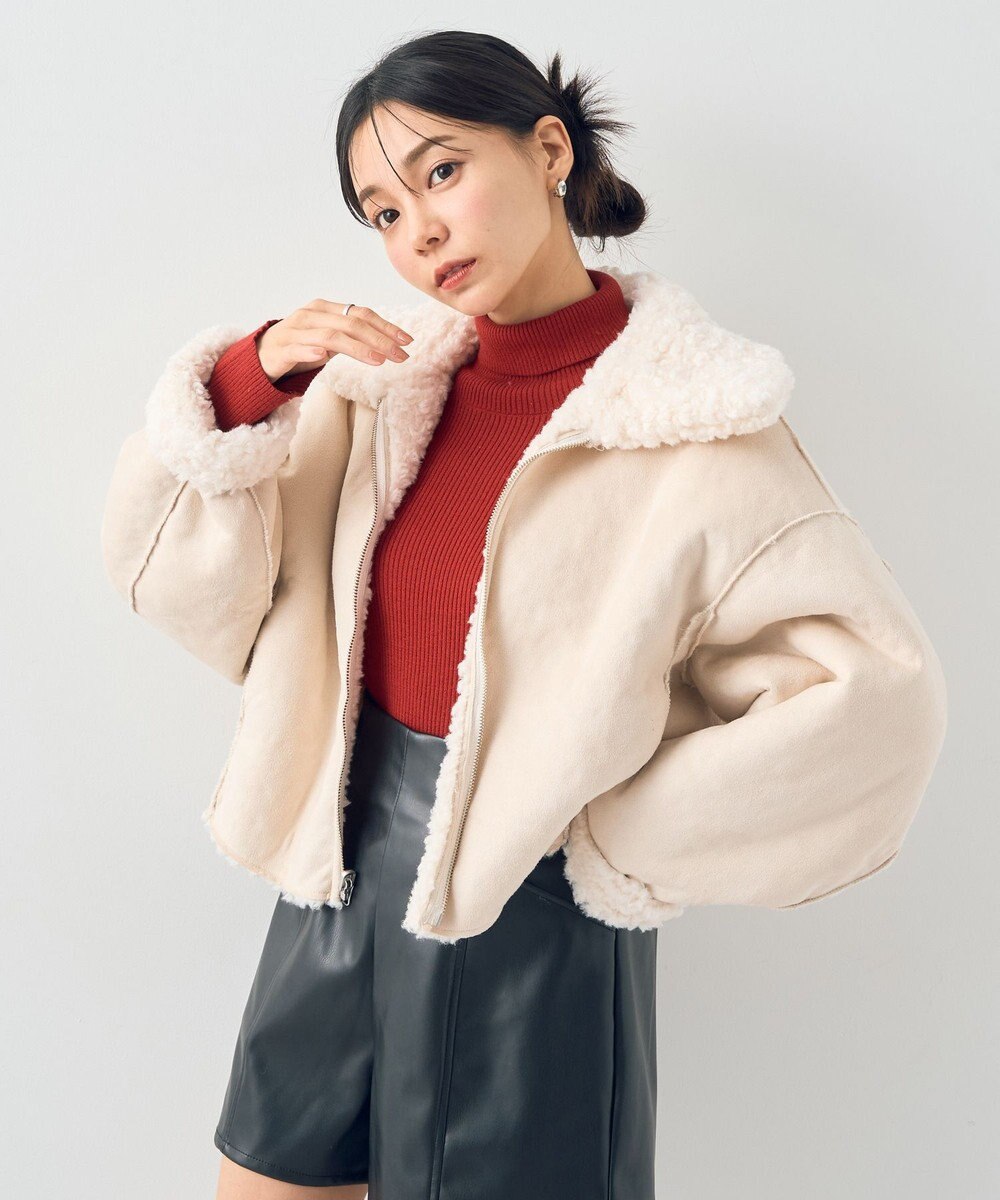 earth music&ecology リバーシブルフェイクムートンショートブルゾン 