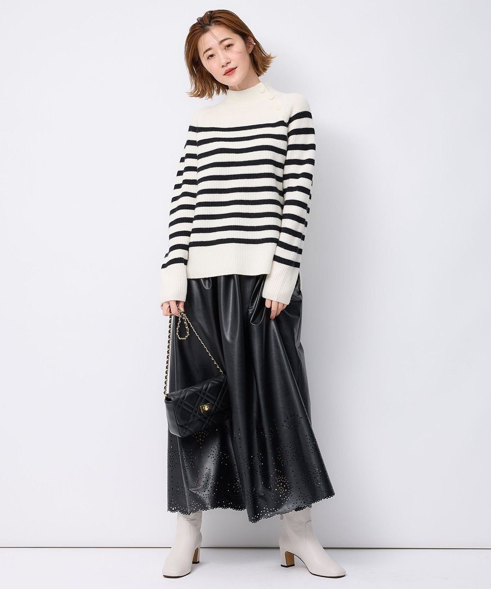 23区 S 【洗える】ウールカシミヤ パネルボーダー ニット 