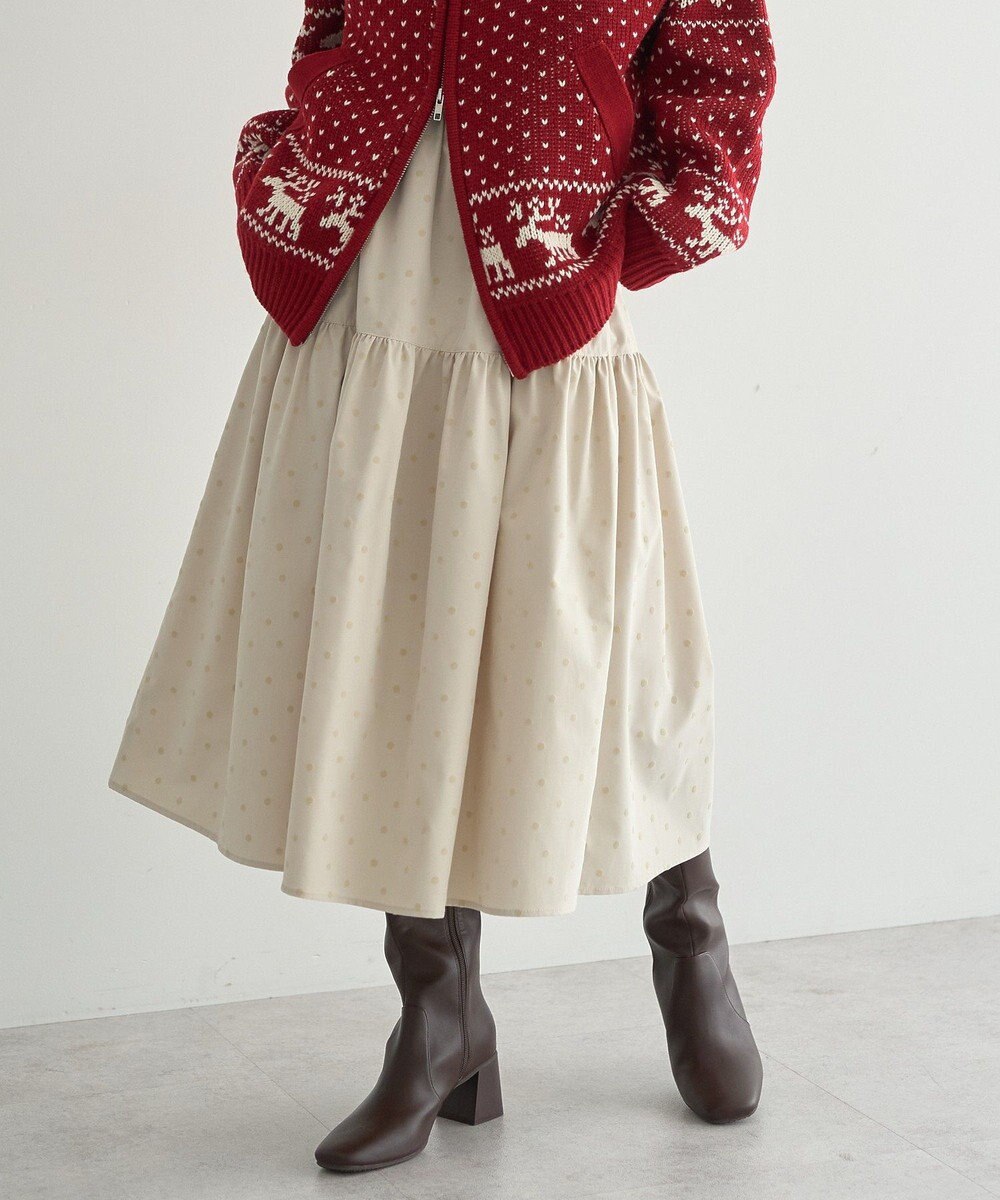 earth music&ecology ウエストシャーリングティアードスカート 