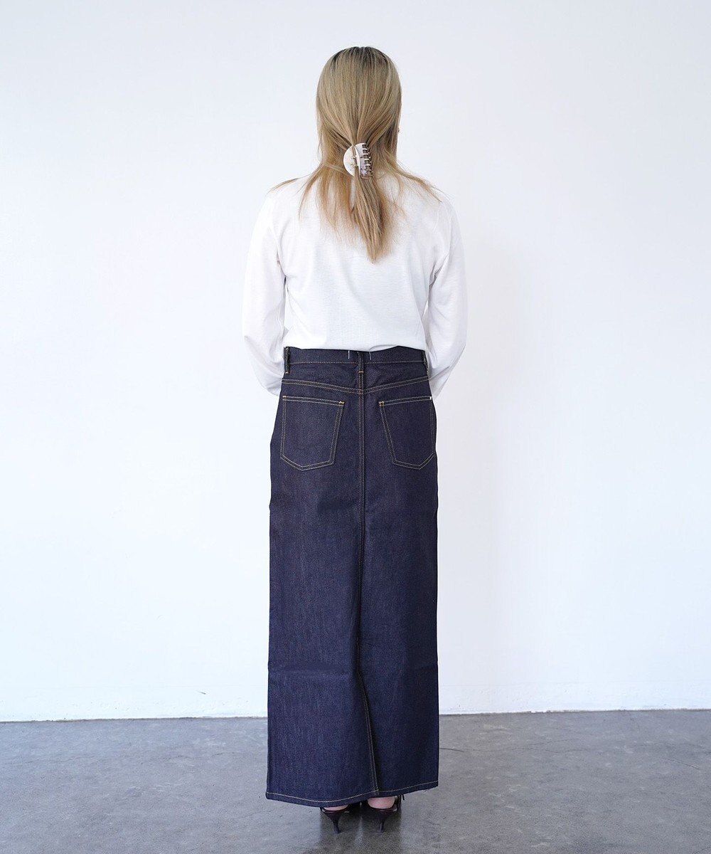 woadblue ＜坪田あさみさんコラボ＞I LINE DENIM SKIRT（RIGID BLUE）Iライン デニムスカート 