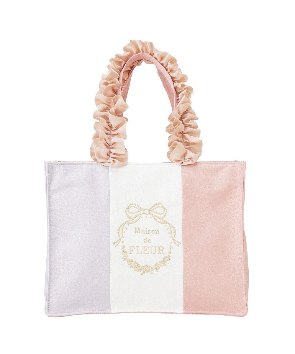 Maison de FLEUR トリコロールフリルハンドルトートバッグ 