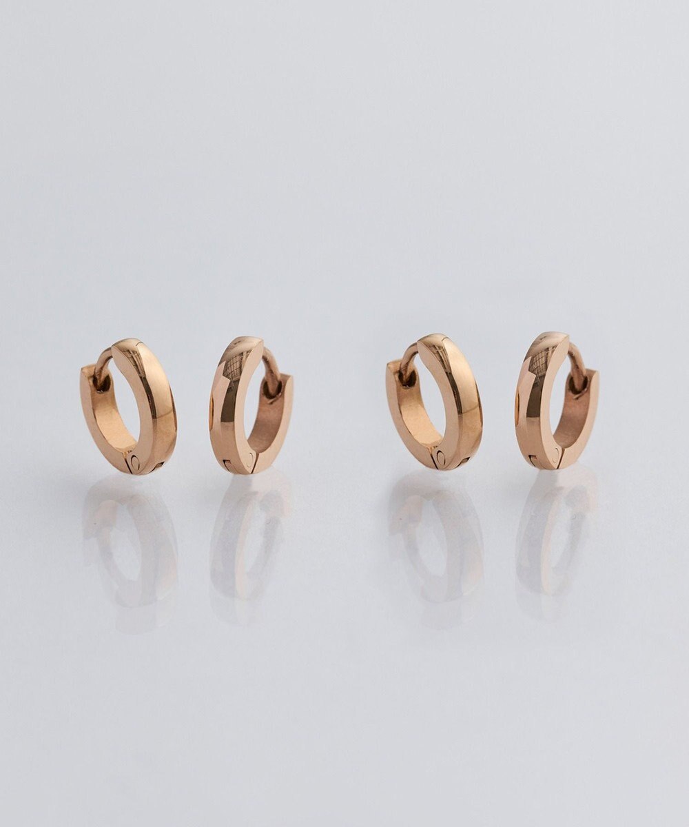Phoebe 【金属アレルギー対応】ワンタッチメタルフープミニペアピアス  ローズゴールド/BOX付き 